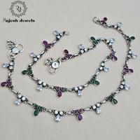 Mesmerizing Multi Coloured Cutstone Anklet