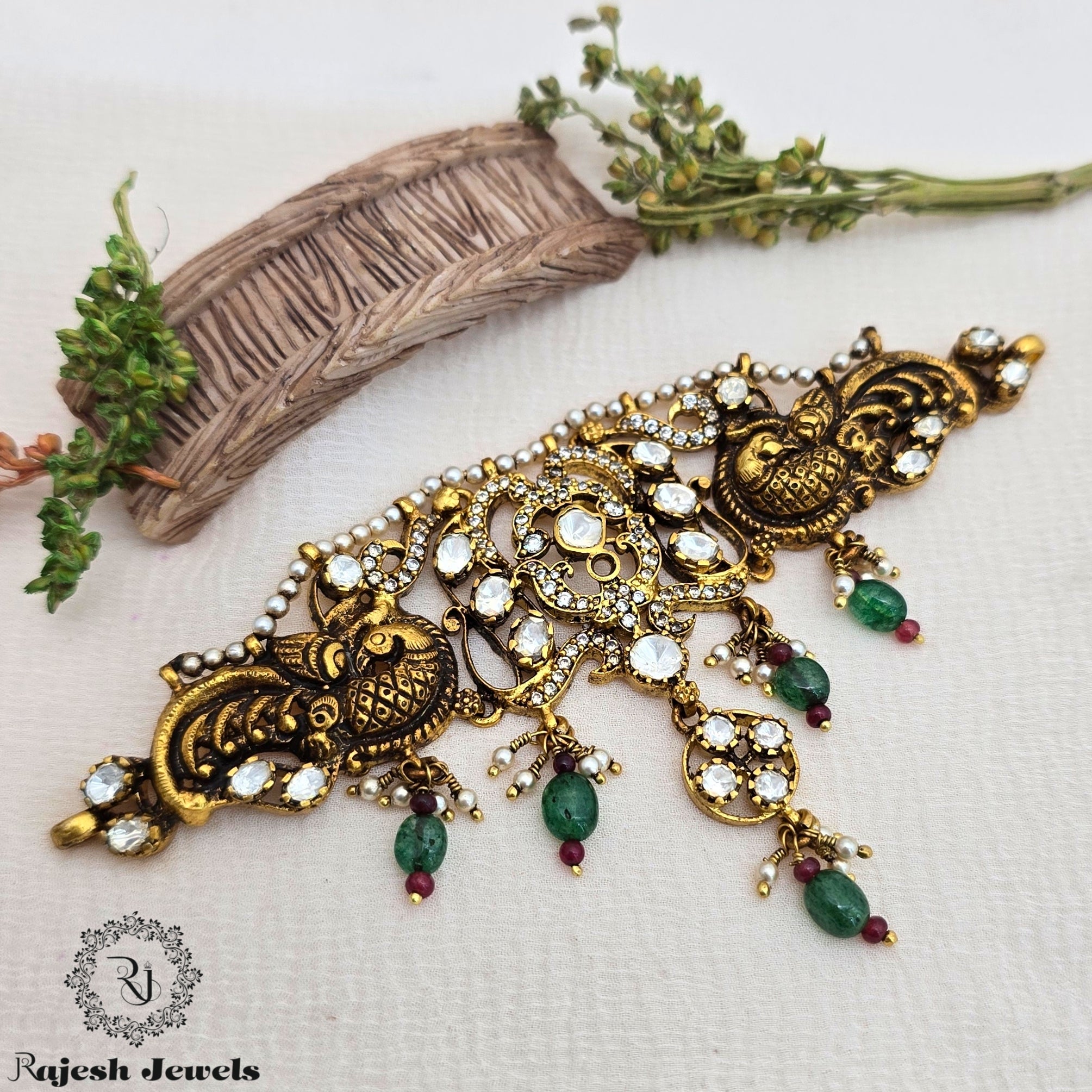 Exceptional Peacock Moissanite Choker Neckpiece
