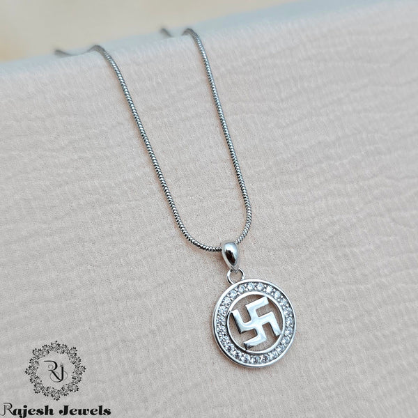 Peaceful Swastik Cz Pendant & Chain