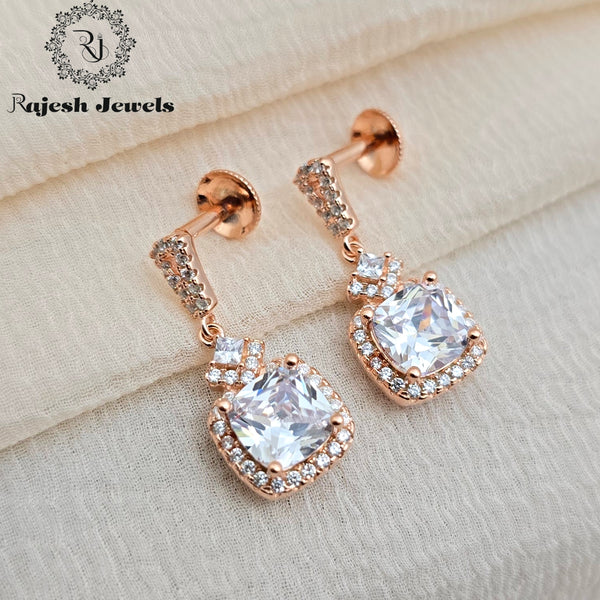 Twinkling Cz Rosegold Hanging Earrings