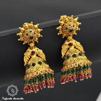 Spectacular Red Green Jumka Earrings