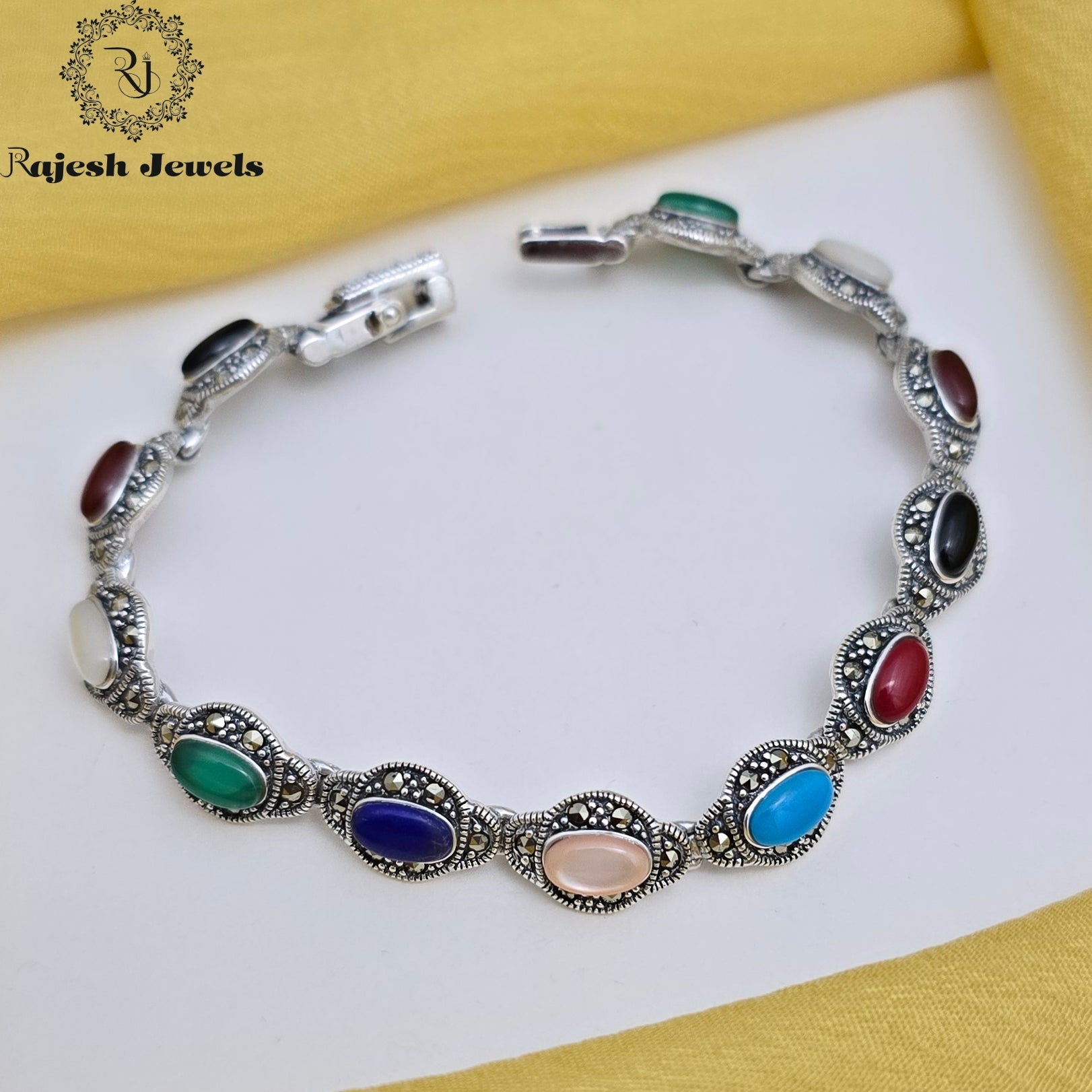 Ovalistic Colourfull Marcasite Bracelet