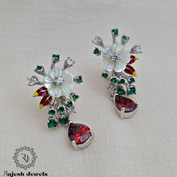 Unbelievable Floral Cz Hanging Earrings