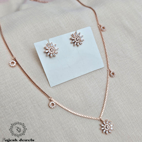 Blossomy Floral Rosegold Cz Neckpiece