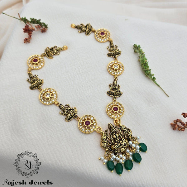 Gajalakshmi Antique Gold Plated Necklace