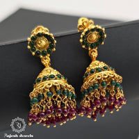 Delighted Red Green Jumka Earrings