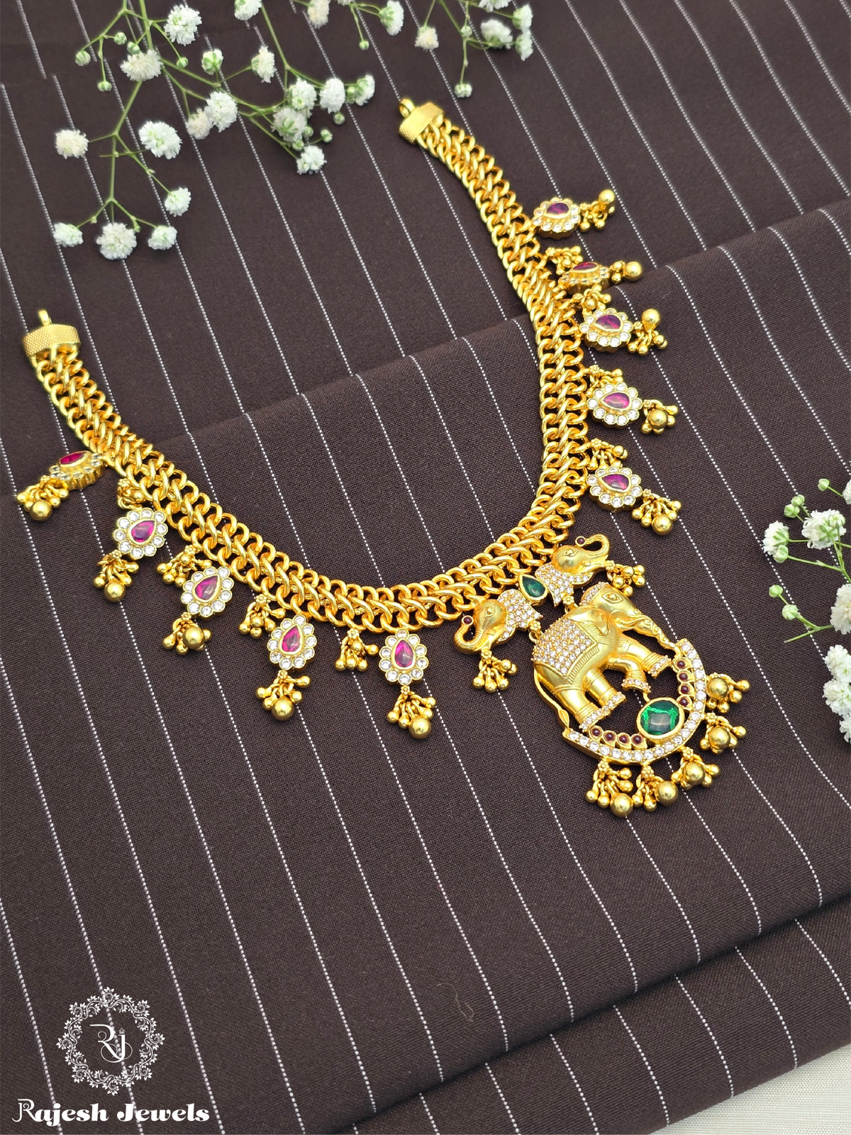 Luxe Jalebi Elephant Necklace