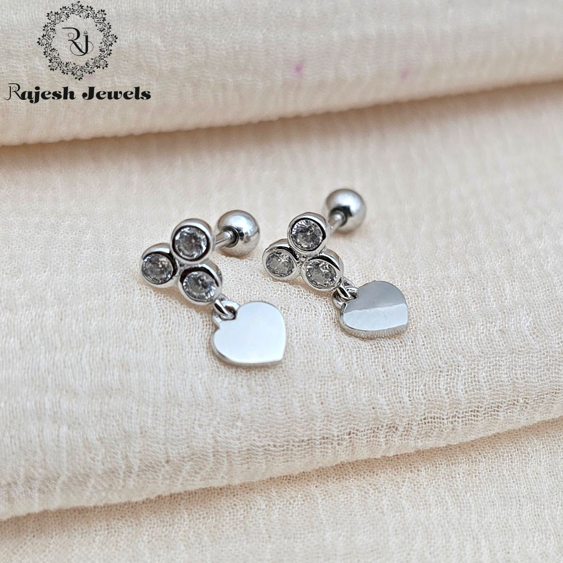 Tripod Hanging Cz 2nd Stud Earrings
