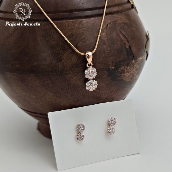 Delighted Cz Rosegold Pendent Set