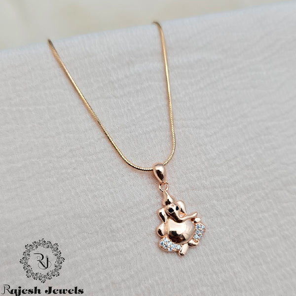 Ganapati Cz Rosegold Pendant & Chain