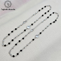 Classy Solitaire Cz Blackbead Sleek Anklet