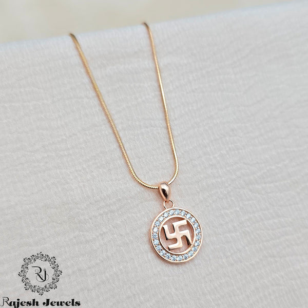 Graceful Swastik Cz Rosegold Pendant