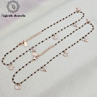 Wonderful Charm Cz Rosegold Blackbead Anklet