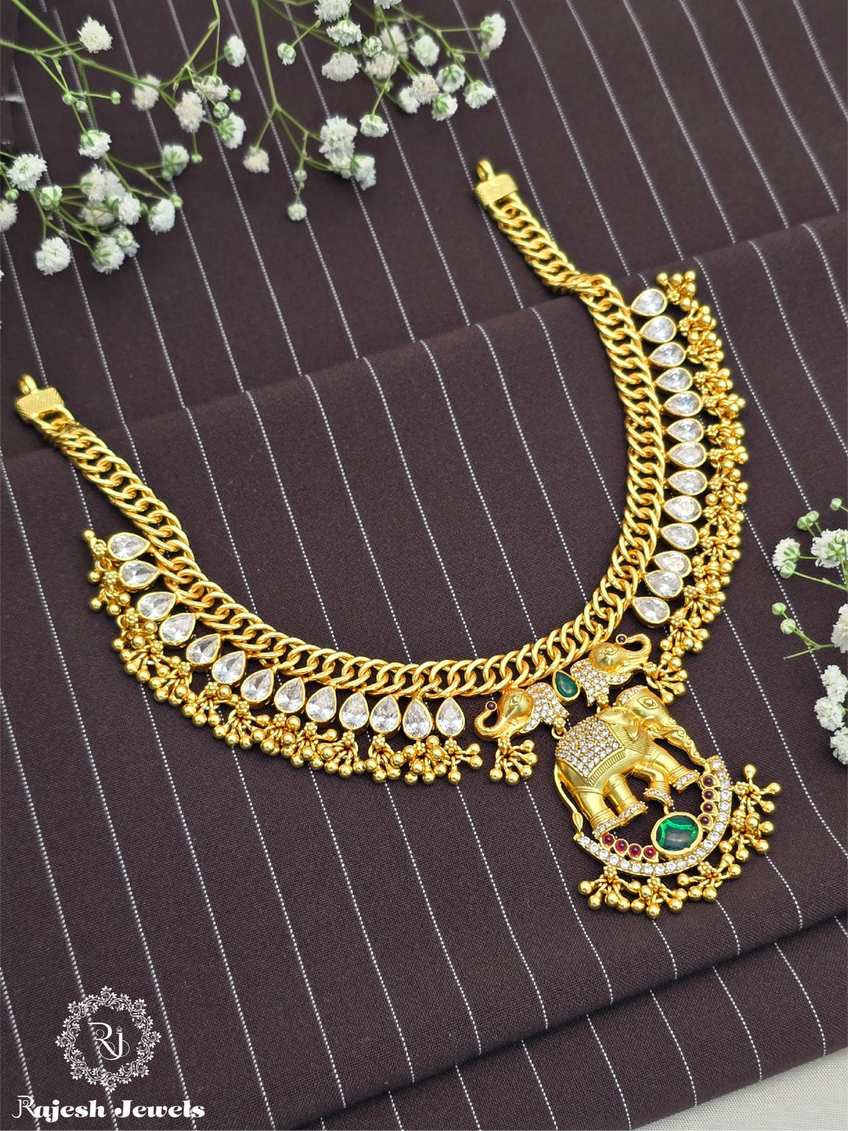 Shimmering Jalebi Elephant Necklace