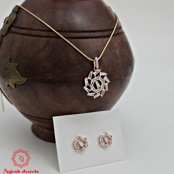 Mesmerizing Cz Rosegold Pendent Set