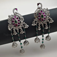 Peacock Chandelier Chandbali Earrings