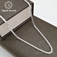 Unisex Box Cut Pure Silver Chain