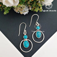 Round Turquoise Hanging Earrings