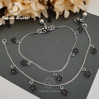 Rose Oxidised Anklet