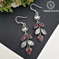 Red White Cutstone Earrings