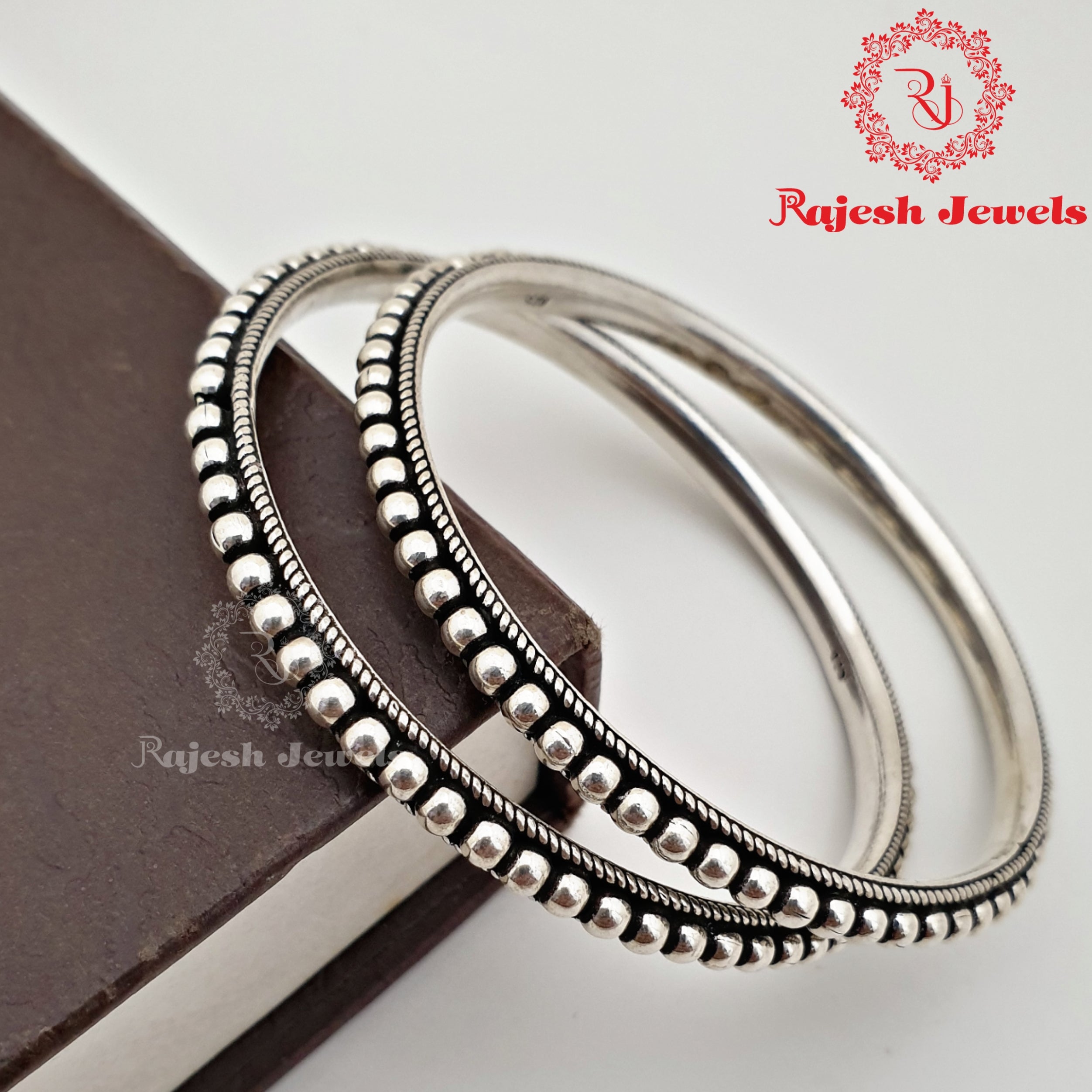 Plain Ball Oxidised Bangles