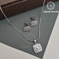 Amazing Cz Pure Silver Pendant Set