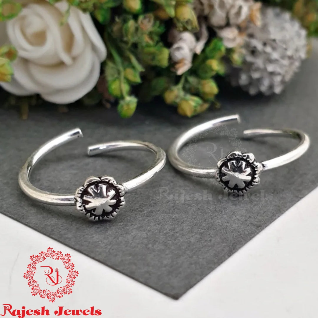 Starred Pure Silver Oxidised Toerings