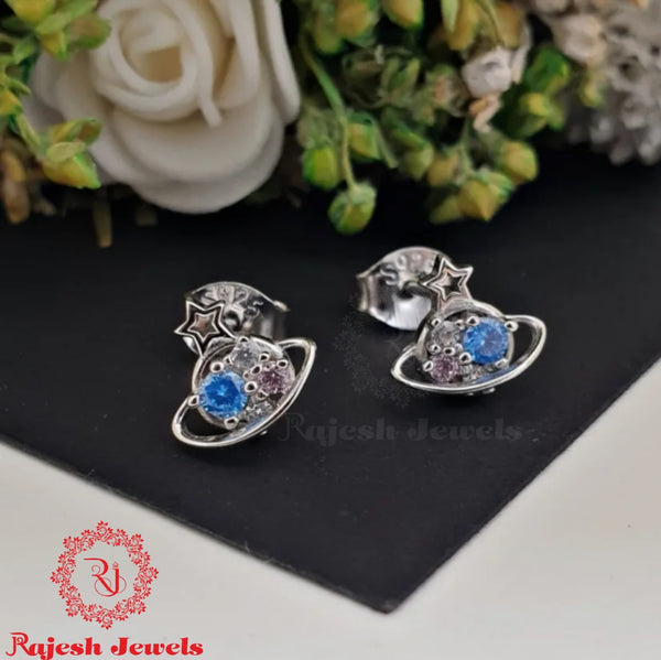 Aqua Blue Pure Silver Cz Studs