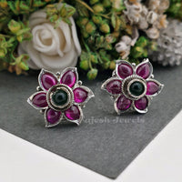 Opulent Floral Pure Silver Studs