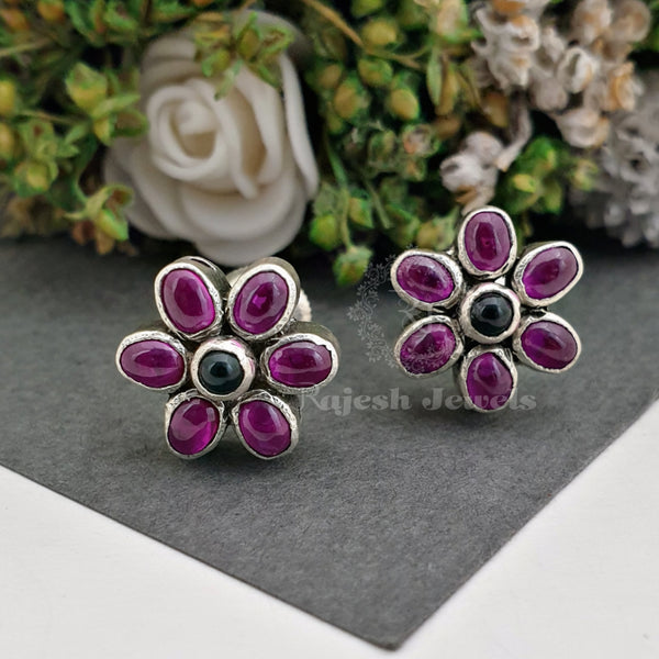 Glorious Floral Pure Silver Studs