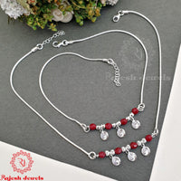 Sleek Red Beads Anklet