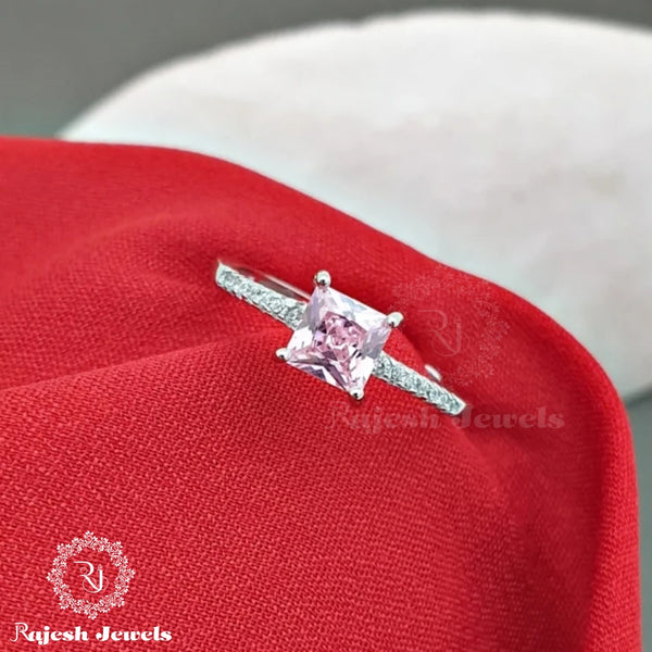 Pink Squared Cz Finger Rings