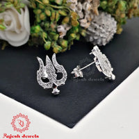 Trishul Design Pure Silver Studs