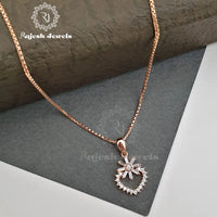 Floral Cz Pendant & Chain