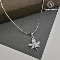 Leaf Design Cz Pendant & Chain