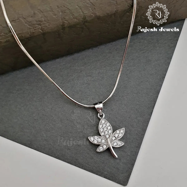 Leaf Design Cz Pendant & Chain