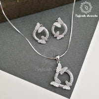 Butterfly Cz Pendant Set