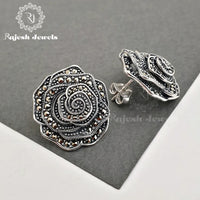 Classy Rose Design Marcasite Studs