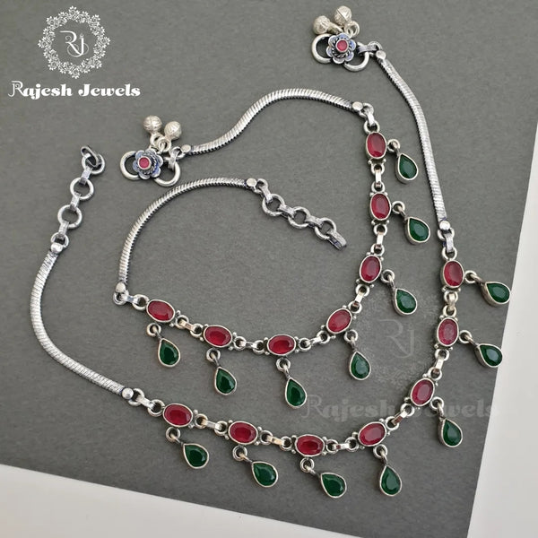 Red Green Droplets Cutstone Anklets