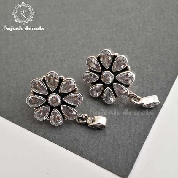 White Floral Cutstone Studs