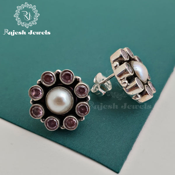 Pink & Pearl Cutstone Studs